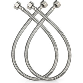 Midanya Faucet Supply Lines,24" Stainless Steel Braided Water Supply Line, 1/2" FIP x 1/2" FIP Faucet Hose, Faucet Hose Connector x 2 Pcs (1 Pair)
