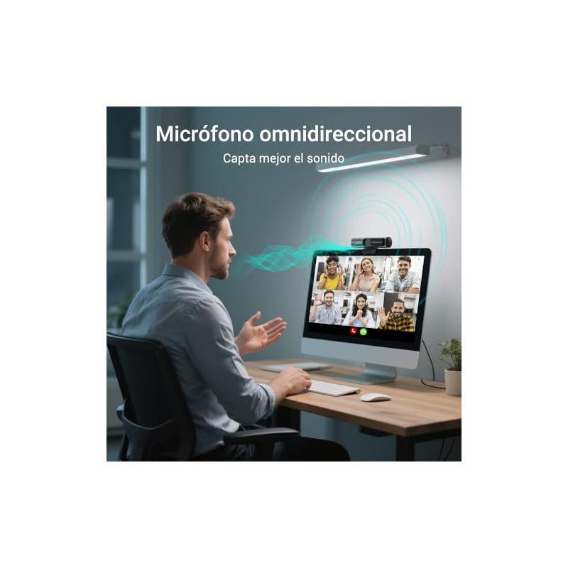 atolla 2K Webcam con Cubierta de Privacidad, Camara Web para