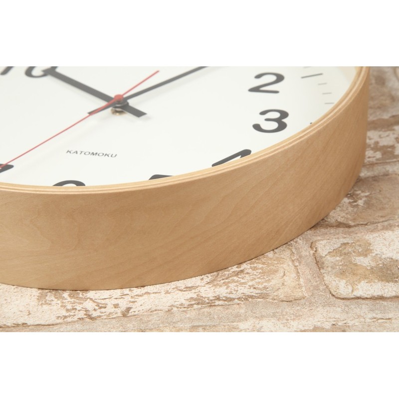 KATOMOKU Plywood Wall Clock 2, Continuous Second Hand, Km -