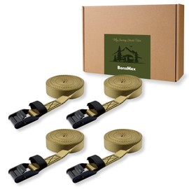 BonsMax Tie Down Lashing Strap with Buckle, Securing Strap for Luggage, Loads, Kayak, Bike, SUP and Cargo on Rack, Trailer