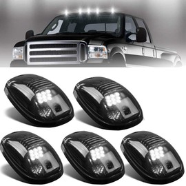 NPAUTO 5pcs Smoked LED Cab Marker Lights White 9 LED Roof Top Clearance Lights Running Lights Replacement for 2003-2018 Dodge Ram 1500 2500 3500 4500 5500 Pickup Truck
