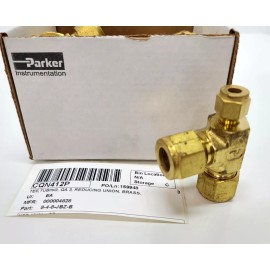 Parker 8-4-8-JBZ-B ~ 1/2” ~ 1/4" ~ 1/2" ~ Union Reducing Tee ~ Brass -- NEW