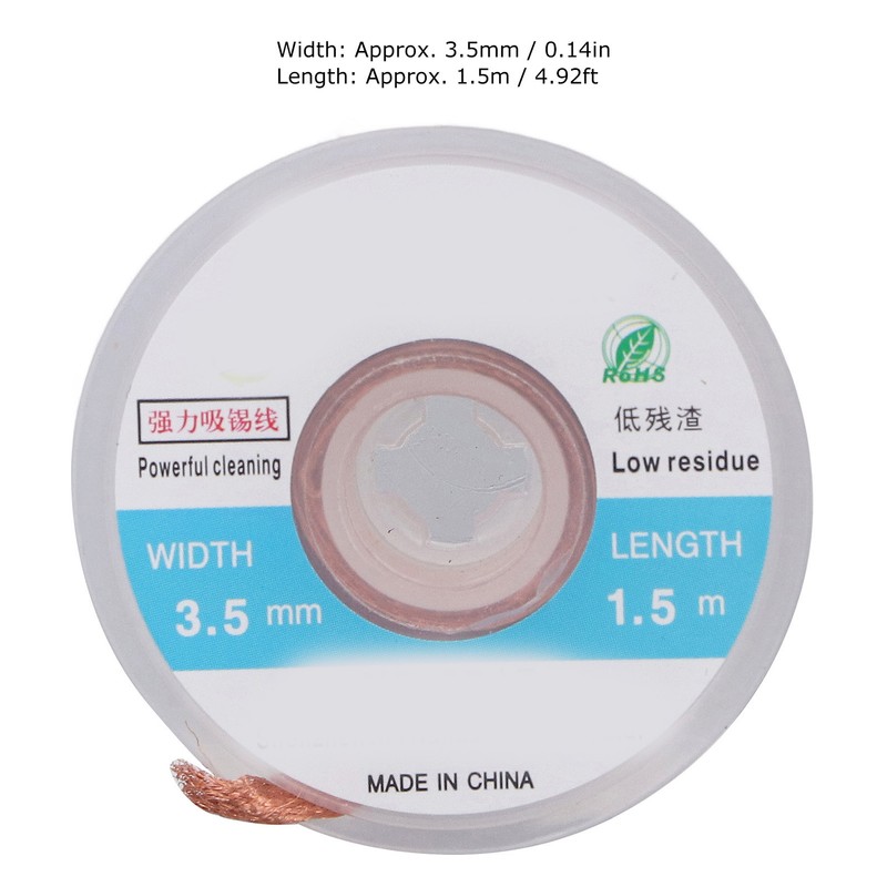 5Pcs Solder Wick Braid Copper 1.5m Length 3.5mm Width Set