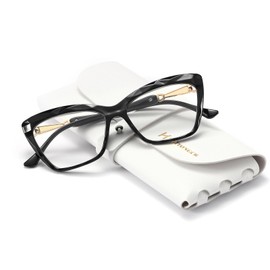 HAITONGCR Ladies' Square-Frame Blue Light Blocking Reading Glasses for Women Black 1.5 R1106