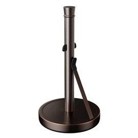 Stainless Steel Paper Towel Holder for Kitchen Countertop - Heavy Duty Weighted Non-Slip Base - One Hand Tear with Tension Spring Arm - Fits All Standard & Jumbo Rolls - Rust-Proof Paper Towel Stand