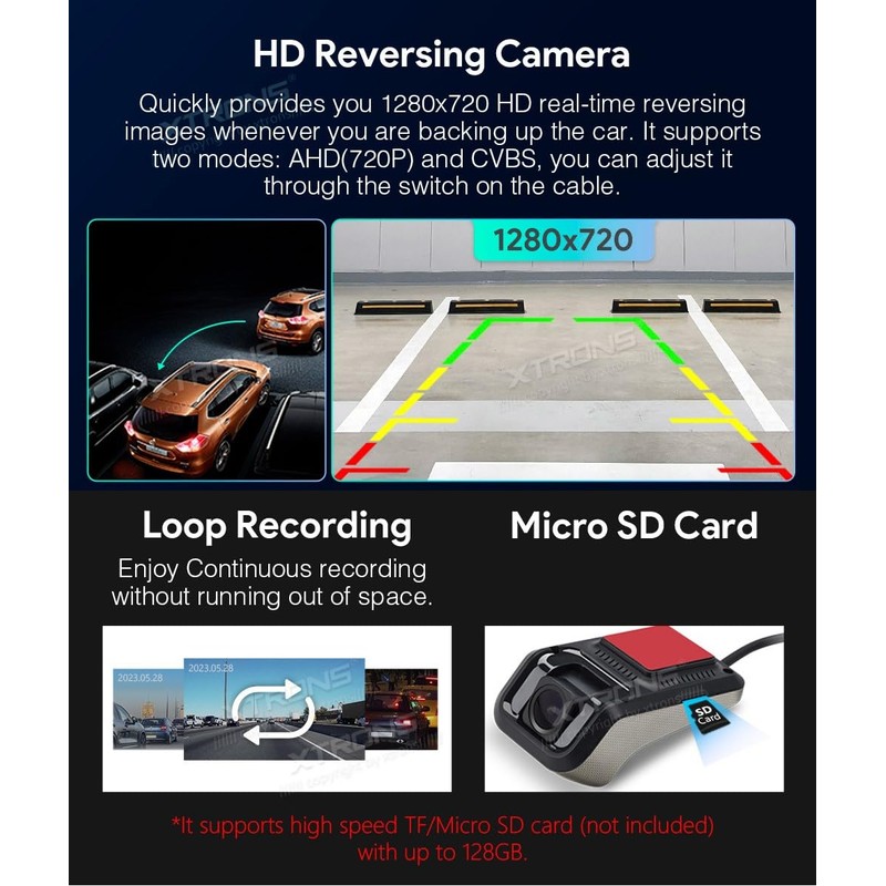 XTRONS FHD 1080P Car Front DVR & 720P Car Rear