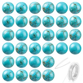 THEDAYEE 100pcs Natural Stone Beads 8mm Blue Turquoise Gemstone Round Loose Beads for Jewelry Making Crafts Bracelets with Crystal Stretch Cord