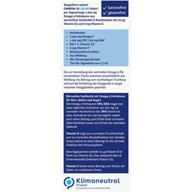 Doppelherz System Omega-3 Liquid - Heart Function + Immune System - Vitamin D as a Contribution to the Normal Function of the Immune System - 150 ml Liquid