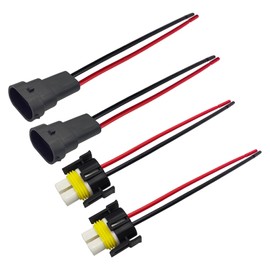 Audak 2Pcs H11 H8 880 881 High Temperature Ceramic Wire Harness Socket Female Adapter for Headlight Fog Light