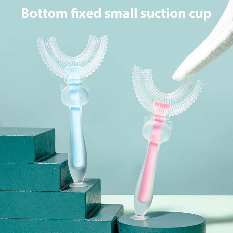 2 Pcs Kids U Shaped Toothbrush 360° Oral Teeth Cleaning
