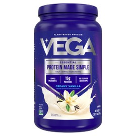 Vega Protein Made Simple Protein Powder, Vanilla - Stevia Free, Vegan, Plant Based, Healthy, Gluten Free, Pea Protein for Women and Men, 2.2 lbs (Packaging May Vary) (Pack of 1)