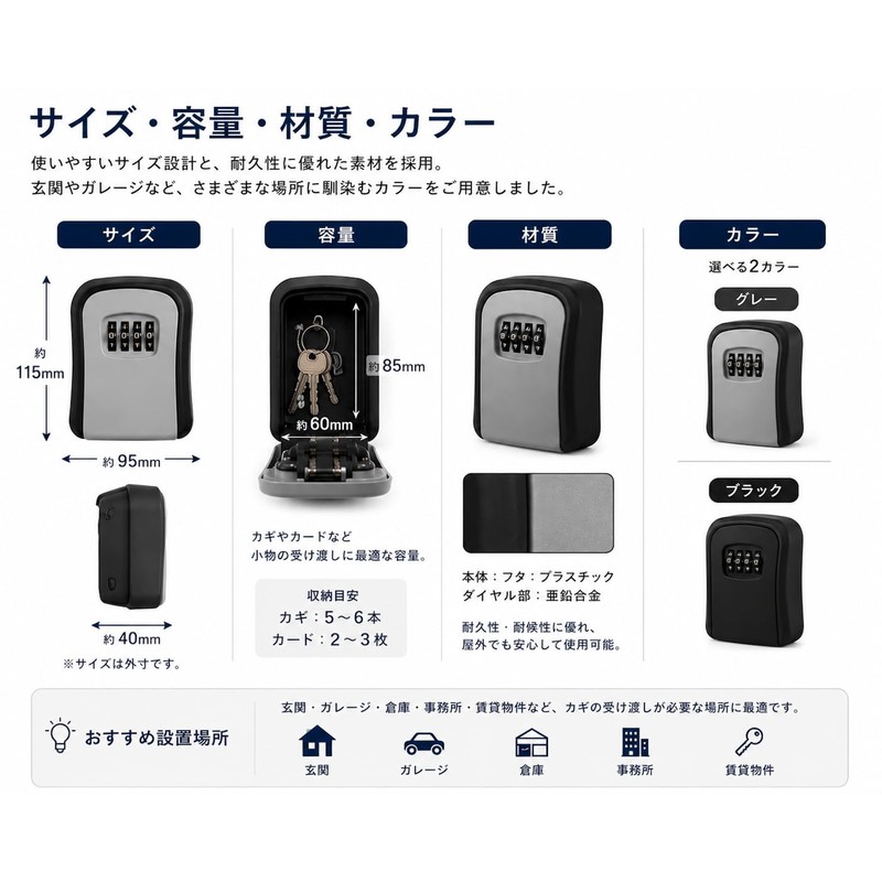 MiLifeStyle Key Box, Key Box, Key Case, Outdoor, Small, Compact,