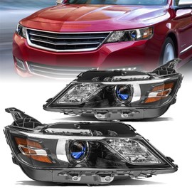 JSBOYAT Fits for 2014-2020 Chevy Impala [Halogen Style] Headlight Assembly Projector Black Pair OE Style Factory front Lamp Driver & Passenger Side NOT FIT HID MODEL
