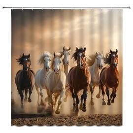 ASVEAS Horse Shower Curtain Wild Animals Running Western Farmhouse Country Nature Fabric for Bathroom Decor Bathtub with Hooks(70" WX70 H)