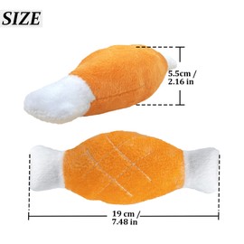 Andiker 2pcs Dog Squeaky Toy, Dog Chicken Legs Bone Pet Funny Squeaky Toy Dog Plush Toy for Small Medium Large Dogs and Cats (2pcs)