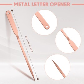 3 Pcs Office Letter Opener Envelope Slitter and Scissors Steel Hand Envelope Slitter Lightweight Open Letter Knife Tower Embroidery Scissors for Office School Supplies (Rose Gold)