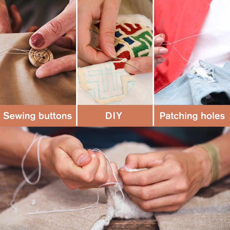 Easusy Sewing Thread, Black and White 4 Pcs 200 Yards