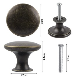Jinlaili Pack of 16 Vintage Cabinet Door Knobs, 30 mm Bronze Dresser Knobs, Drawer Knobs Set, Door Handles, Cabinet Handles, Knobs, Furniture Knobs, Round Drawer Handles, Knob for Cupboard, Drawer,