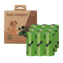 Faruxue Bolsas para caca de perro, 135 unidades, extra gruesas, perfumadas y fáciles de romper, impermeables a prueba de fugas biodegradables