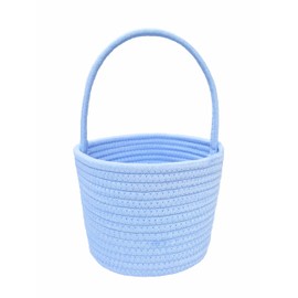 Prudance 6" x 5" Small Cotton Rope Basket with Handle,Blue,Favors Basket