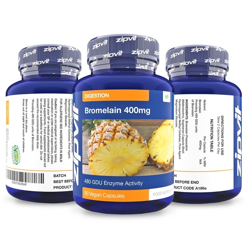 Bromelain 400mg, 90 Vegan Capsules. 6 Weeks Supply. 480 GDU