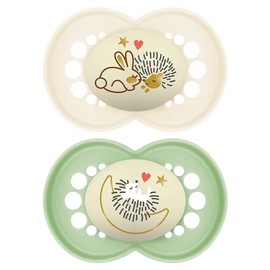 MAM Original Night Dummy Set of 2, Rubber with Dummy Box, 16+ Months, Neutral