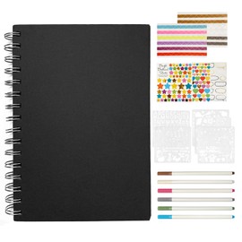 DIY Photo Album A5 DIY Scrapbook Photo Book 100 Pages Black Blank Pages Scrapbook Photo Album Scrapbook Black for Birthday Valentine's Day Graduation Gifts