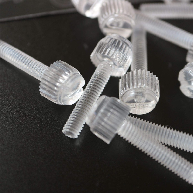 Pack of 60 Transparent Clear Plastic Acrylic Thumbscrews, Slotted+knurled M4