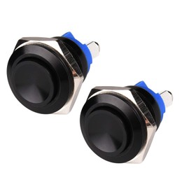 APIELE Pack of 2 16 mm Momentary Pressure Switch 250 V AC 5 A 12 V 36 V DC 2 A 1NO SPST, Aluminium Alloy Protruding Waterproof Momentary Push Button Switch, Car Household Appliance Button Switch