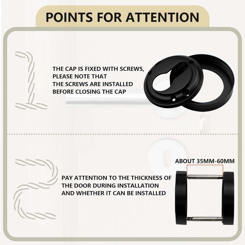 Bwintech 1 Pair 52MM Matt Black Lock Cylinder Hole Escutcheon