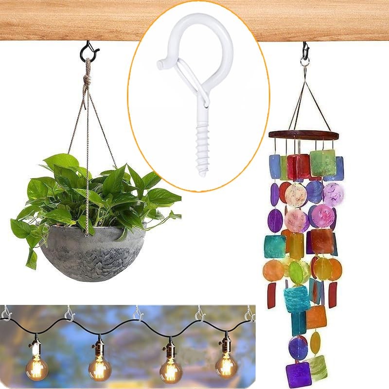 Wopanxye 20pack White Screw-in Hooks Wall Ceiling for Outdoor String