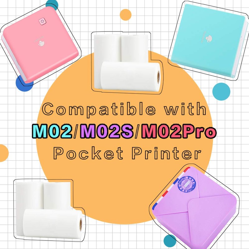 Phomemo Printer Paper Thermal Sticker Paper Black Character on Purple/Rose