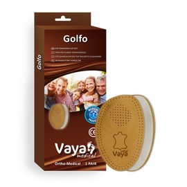 Vaya Medical Orthopaedic insoles for flat feet, fallen arches, made of sheepskin skin for tailored shoes, shoe insoles for flat feet, flat foot low shoe insoles, 1 pair, Golfo brown, 39-40