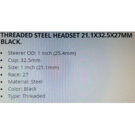 Unbranded NEW BICYCLE HEADSET 21.1X32.5X27MM BLACK  1 INCH(25.4MM),C