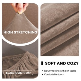 PrinceDeco Velvet Round Saucer Chair Cover (Slipcover Only) High Stretch Papasan Chair Cushion Cover Removable Furniture Protector for Living Room Washable,Fits 37-48 inch, Large, Taupe