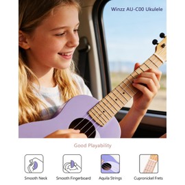 Winzz AU-C00 Concert Ukulele Beginner Set for Adults and Children, 23 Inches Ukelele Purple