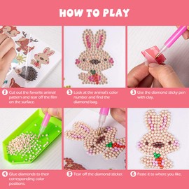 Labeol Diamond Art Kits for Kids Boys and Girls Ages 6-8-10-12 Easy to DIY Creative Diamond Art Sticker Craft by Numbers Kits for Kids and Adult Beginners