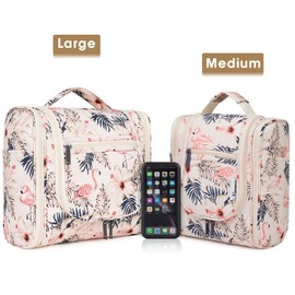 Toiletry Bag for Men and Women - Children's Toiletry Bag for Hanging & Men's Cosmetic Bag - Wash Bag for Women and Girls, Beige Flamingo (Large), Beige Flamingo (Large)