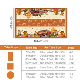 JNDJE - Mantel de otoño de 60 x 104 pulgadas, decoración de otoño, mantel de gnomos para camión rojo rectangular, decoración de otoño naranja, manteles de calabaza, poliéster clásico para picnic