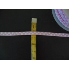 Unbranded 3 yards pink & white 1/4" woven trim, BY THE YARD, NEW off of the reel