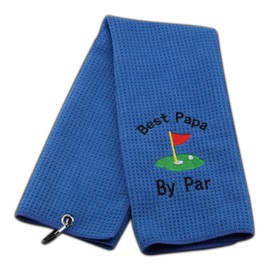 Dad Golf Towel Embroidered Golf Towel Gift Golf Father Gift Embroidered Golf Towel with Clip (-Best papa by par)