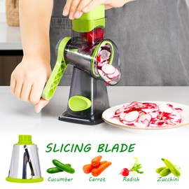 Eleko Meyar Cheese Grater Rotary Cheese Grater,Versatile Manual Cheese Grater With Handle - cheese shredder,Efficient Slicer and Nut Grinder with Easy Cleaning(Grey green)