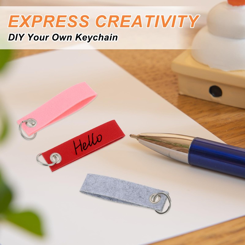 QUARKZMAN Felt Keyring with Stainless Steel Ring, Key Ring Blanks