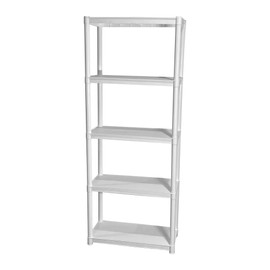 Juggernaut Storage Multipurpose Plastic 5 Tier Utility Storage Shelving Rack Unit for Garage, Shed, or Greenhouse Organization, White