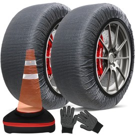 K-Musculo Snow Socks for Tires Traffic Cones, Snow Socks Snow Chain for Car SUV Pickup Easy to Use, Ultimate Grip, Washable.100 KM Safely In The Snow, EU EN-16662-1 Certififed(2 PACKS)-M