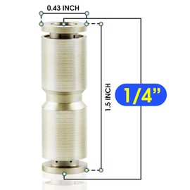 TAILONZ PNEUMATIC 1/4 Inch OD Copper Nickel Plating Straight Union Connect air Fittings Quick Connect Push Lock Fittings Pneumatic Fittings Tube connectors PU-1/4 (Pack of 10)