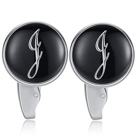 HONEY BEAR Letters Initials Letter Cufflinks Men's Stainless Steel Wedding Cufflinks Cuff Links Black, Copper, No Gemstone