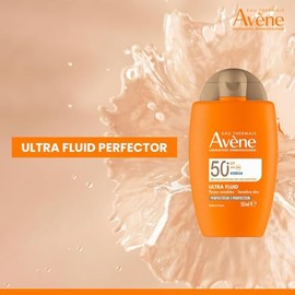 AVÈNE Sun Care - Ultra Fluid Perfector SPF 50+ - Even Complexion & UVB/UVA, HEV Blue Light Protection - With TriAsorB & Pro-Tocopherol - Waterproof - Fragrance Free - All Skin Types - 40 ml