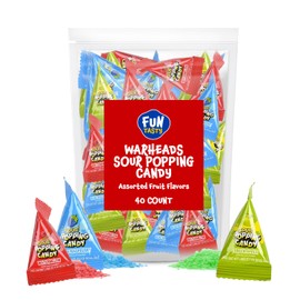 Warheads Sour Popping Candy - 40 Count Bag - Assorted Fruit Flavors