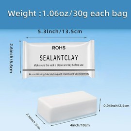 TIANKEYYDS 4-Pack White Seal Putty Waterproof Duct Seal Repair Sealing Clay, Quick Mending Mud for Drain Connection,Air Conditioning Hole, Wall Hole